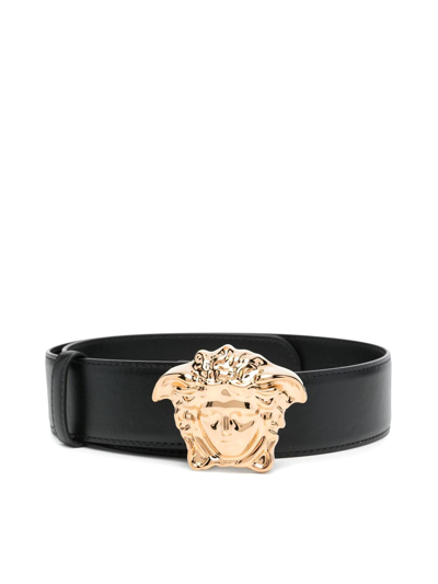 Shop Versace Belt H.40 In Black Gold