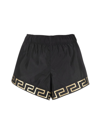 Shop Versace Shorts Nylon Tasky Greca In Black