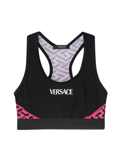 Shop Versace Sport Bra Sentive Veaq Move Eurojersey In Fuchsia Black