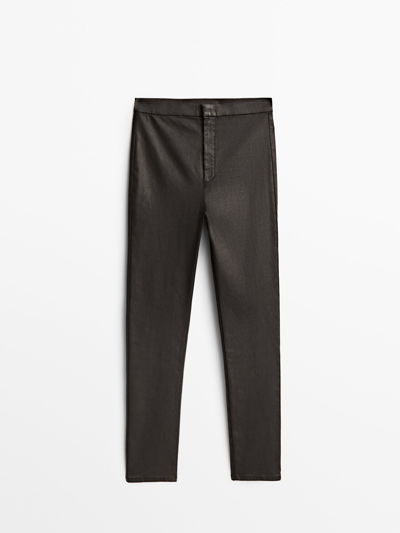 Shop Massimo Dutti Waxed Leggings