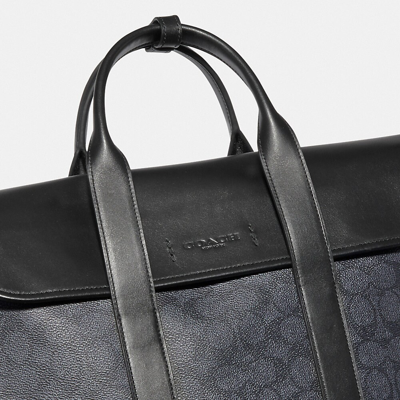 Coach Gotham Portfolio In Signature Canvas In Color<lsn_delimiter>black Copper/charcoal/black