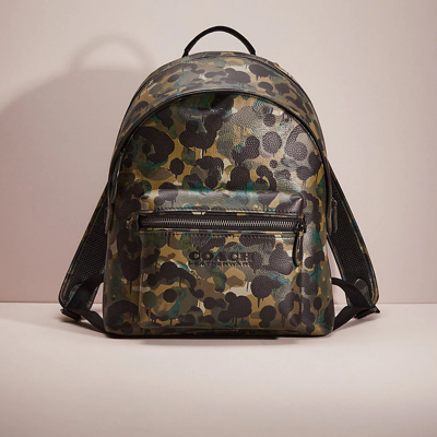 Shop Coach Restored Charter Backpack With Camo Print In Green/black