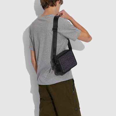 Coach Charter Crossbody 24 In Signature Canvas In Black Copper/charcoal