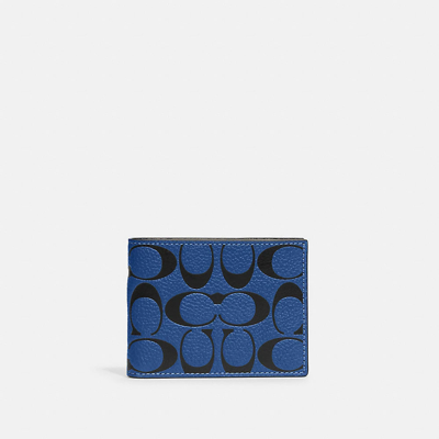 COACH Black Blue Leather Pre Loved Grid Bifold Wallet – ReturnStyle
