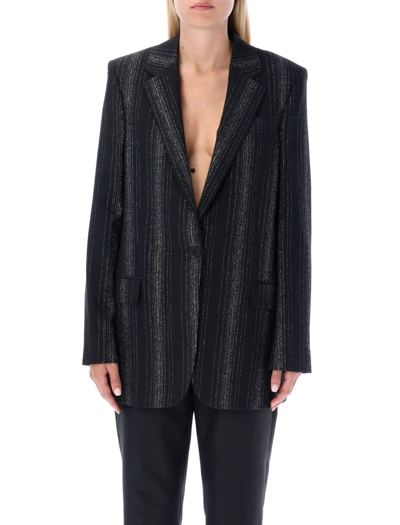 Shop Stella Mccartney Lurex Wool Blazer In Black