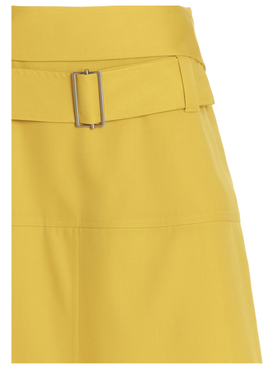 Shop Jil Sander Front Split Midi Skirt In Yellow