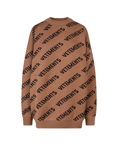Shop Vetements Sweater In Brown