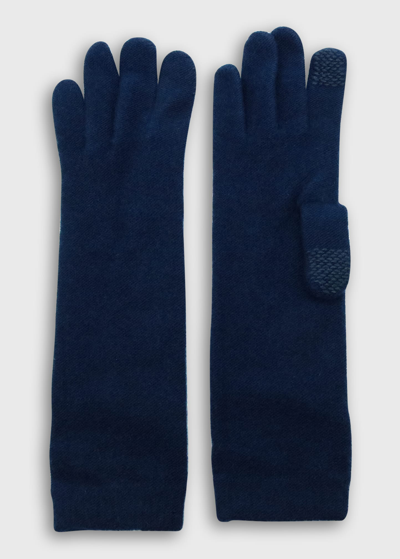 Shop Portolano Long Cashmere Tech Gloves In Navy