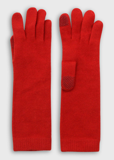 Shop Portolano Long Cashmere Tech Gloves In Fire Red