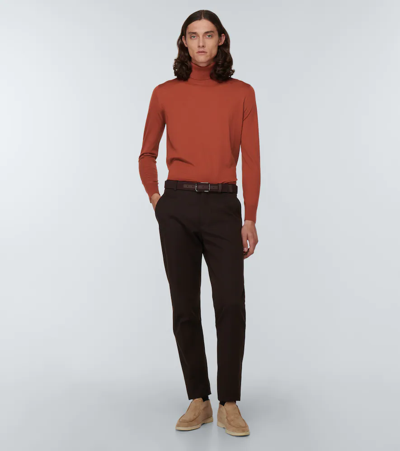 Loro Piana Virgin Wool Turtleneck Sweater In Burnt Coral