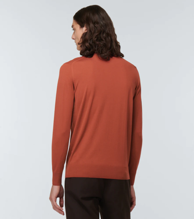 Loro Piana Virgin Wool Turtleneck Sweater In Burnt Coral