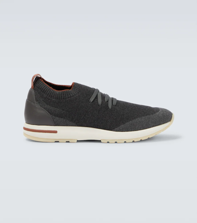 Loro Piana 360 Flexy Walk Leather-trimmed Knitted Wish Wool Sneakers