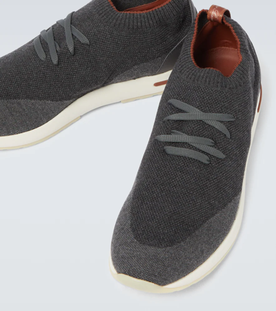 Loro Piana 360 Flexy Walk Leather-trimmed Knitted Wish Wool Sneakers