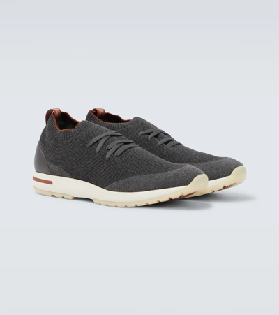 Loro Piana 360 Flexy Walk Leather-trimmed Knitted Wish Wool Sneakers
