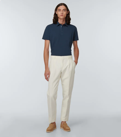 Shop Loro Piana Cotton Piqué Polo Shirt In Ecliple Dyed