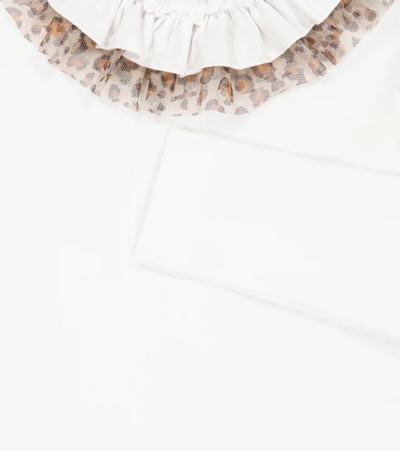 Monnalisa Ruffle-trimmed Cotton Jersey Top In White