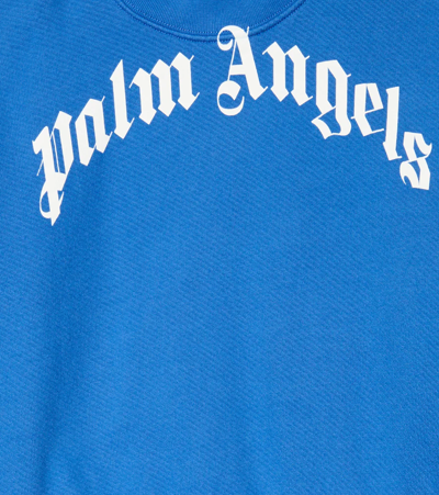 Shop Palm Angels Logo Cotton Sweatshirt In Light Blue White