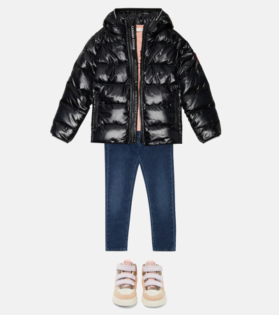 Canada Goose Kids Black Crofton Down Jacket In Black
