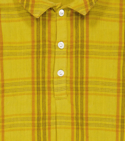 Shop Bonpoint Checked Cotton Blouse In Ec Jaune Acide