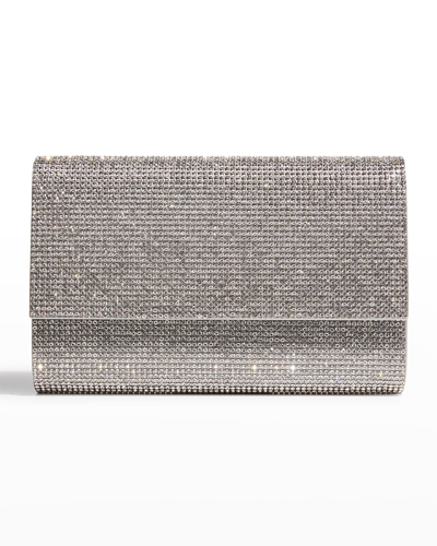 Shop Judith Leiber Fizzoni Full-beaded Clutch Bag In Silver