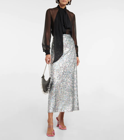 Amina Muaddi Paloma Embellished Leather And Pvc Mules In Bubble