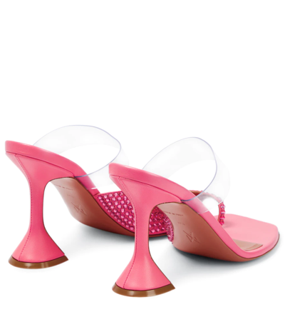 Shop Amina Muaddi Paloma Embellished Leather And Pvc Mules In Bubble