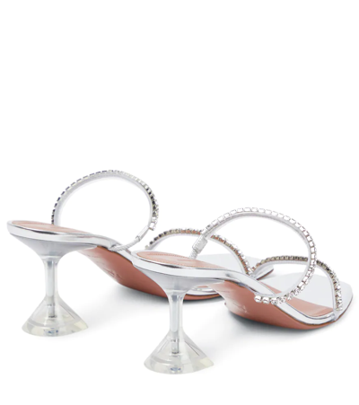 Shop Amina Muaddi Gilda Embellished Pvc Mules In Transparent/white Crystals