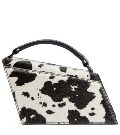 Shop Acne Studios Distortion Mini Calf Hair Shoulder Bag In White/black