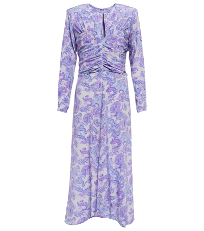 Shop Isabel Marant Telima Paisley Silk Midi Dress In Ice Blue