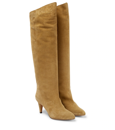 Shop Isabel Marant Lispa Suede Knee-high Boots In Taupe