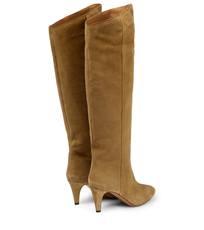 Shop Isabel Marant Lispa Suede Knee-high Boots In Taupe