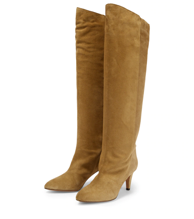 Shop Isabel Marant Lispa Suede Knee-high Boots In Taupe