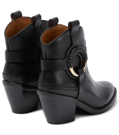 Shop See By Chloé Hana Leather Cowboy Boots In Black