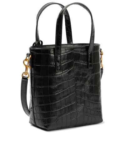Shop Saint Laurent Toy Shopping N/s Leather Tote Bag In Black