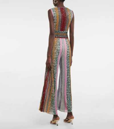 Shop Missoni Sequined Striped Jumpsuit In Light Multicolor