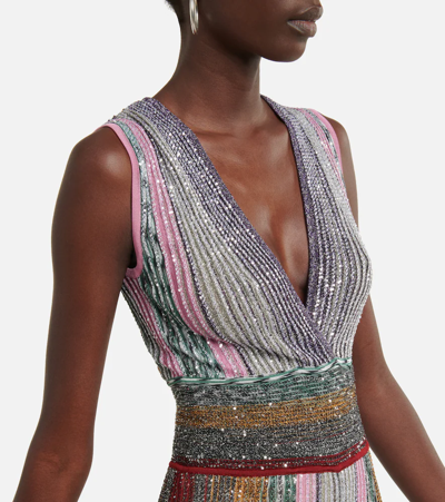 Shop Missoni Sequined Striped Jumpsuit In Light Multicolor