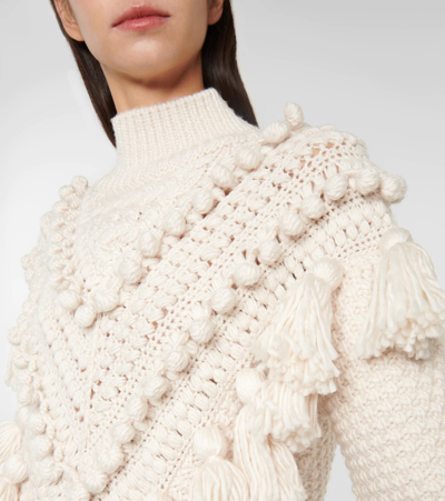 Shop Zimmermann Kaleidoscope Crochet Virgin Wool Sweater In Cream