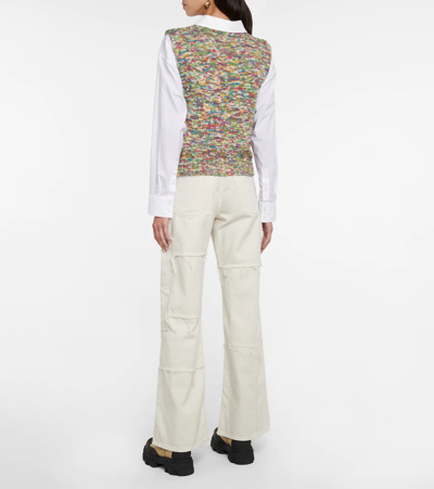 Shop Ganni Logo Intarsia Sweater Vest In Multicoloured