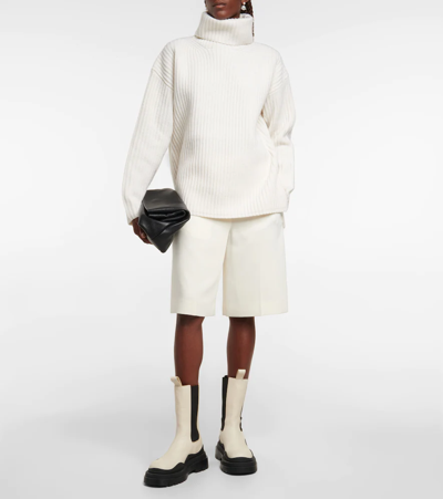 Shop Joseph Turtleneck Wool Sweater In Ivory