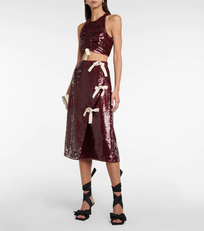 Shop Ganni Sequined Wrap Skirt In Port Royale