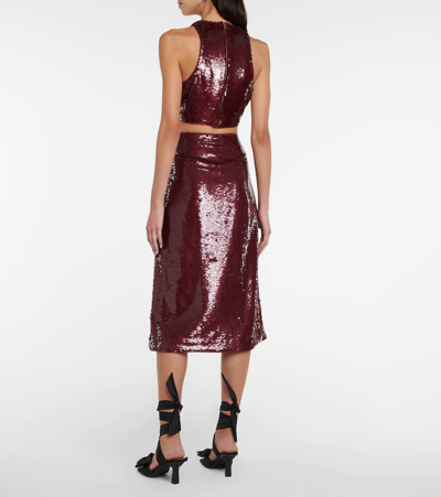 Shop Ganni Sequined Wrap Skirt In Port Royale