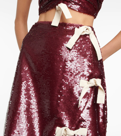 Shop Ganni Sequined Wrap Skirt In Port Royale