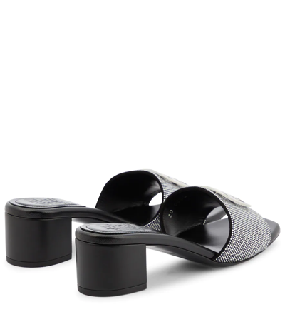 Shop Givenchy 4g Crystal-embellished Leather Mules In Black/silvery