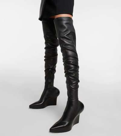 Shop Givenchy Leather Wedge Over-the-knee Boots In Black