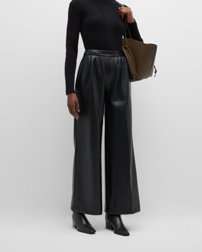 Shop Toccin Pleated Wide-leg Trousers In Jet