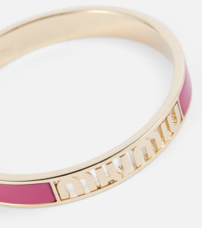 Miu Miu Enameled Brass Bracelet In Fuxia
