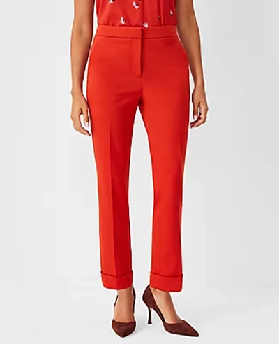Ann Taylor The Petite High Waist Everyday Ankle Pant In Double Knit - Curvy Fit In Firecracker Orange