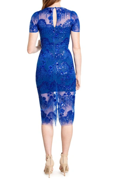 Shop Dress The Population Lina Sequin Body-con Cocktail Dress In Electric Blue