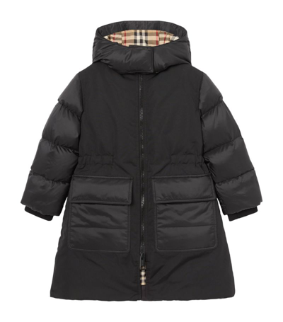 Shop Burberry Down-filled Horseferry Print Puffer Coat (3-14 Years) In Black