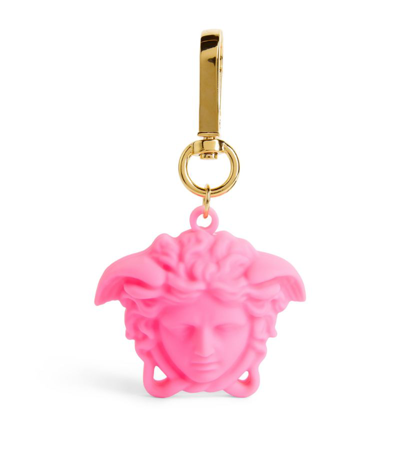 Shop Young Versace Medusa Keyring In Pink